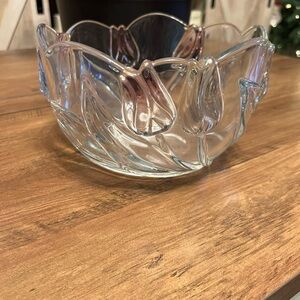 Mikasa Trivoli Pink Tulip Clear Crystal Glass 8 1/4 Bowl Serving